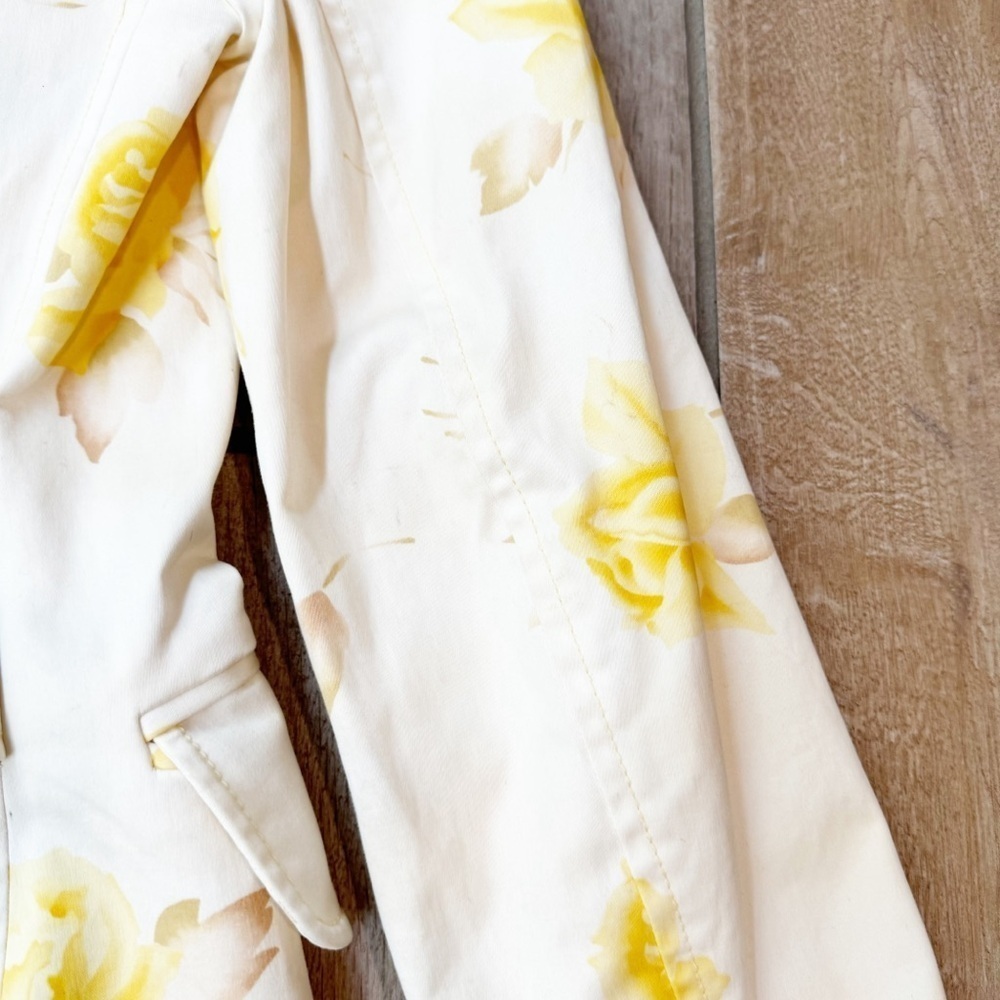Banana Republic Women's Trench Coat Floral Yellow Button Down Flowers XS - Picture 9 of 9